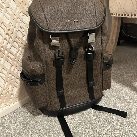 Michael Kors Dark Brown Backpack with Black Accents display picture 3